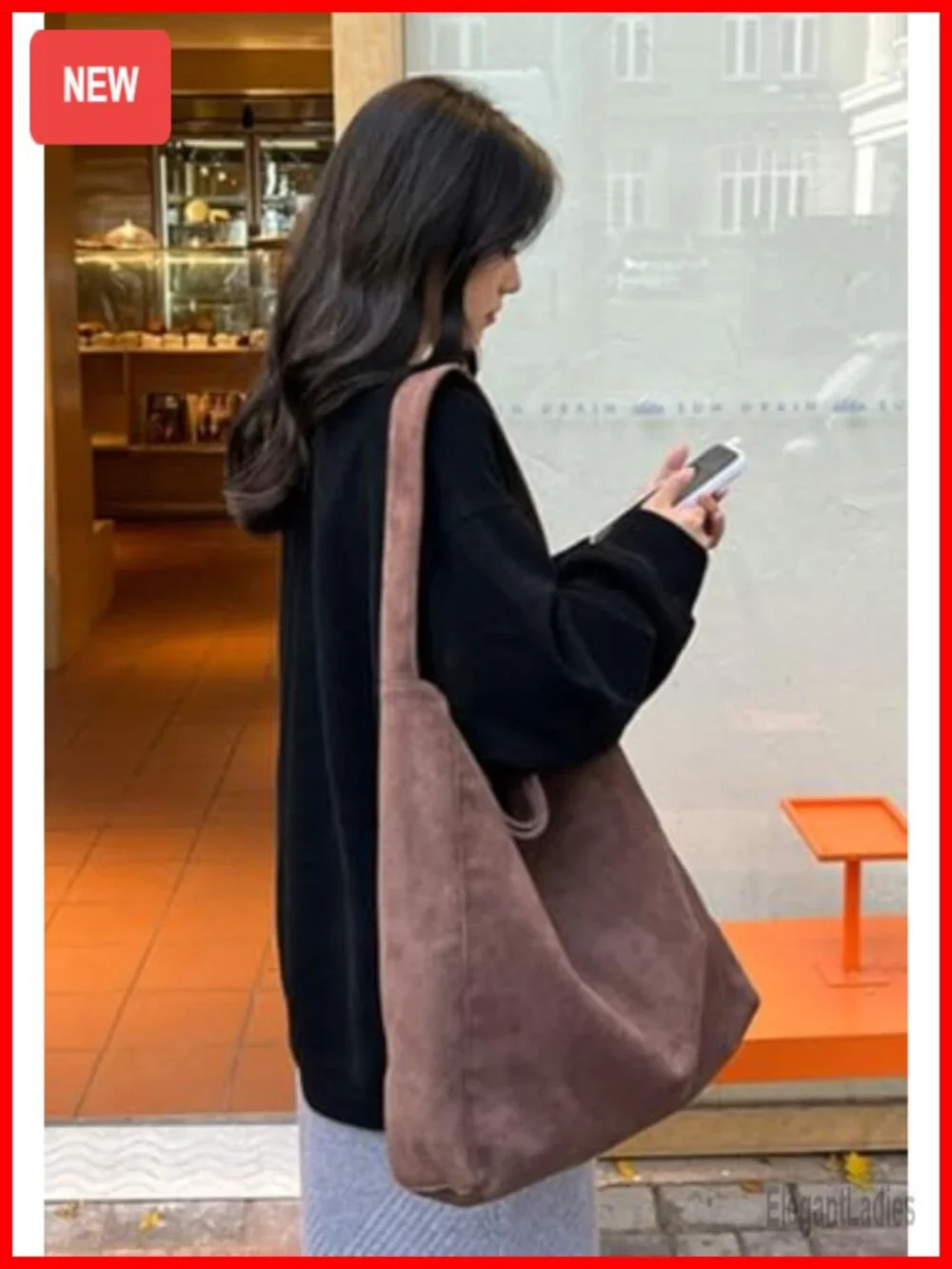 Corduroy Suede Hobo Bag Crossbody Shoulder Purse Tote Top-handle Satchel